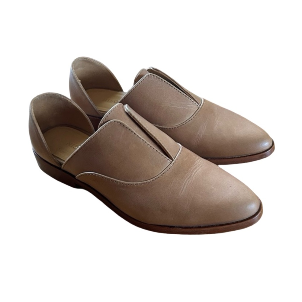 Nisolo Leather Smoking Flats Taupe Nude Beige Shoes Size 6 - Picture 3 of 14